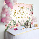 Aperturee - Aperturee Spring Floral Sweet Butterfly Baby Shower Backdrop